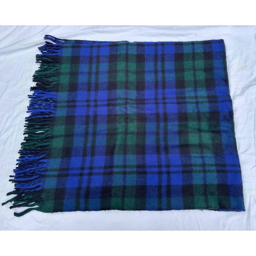Troy Leisure Blanket Blue Green Plaid Zipper Bag Stadium Seat Cushion USA Made - Picture 15 of 16